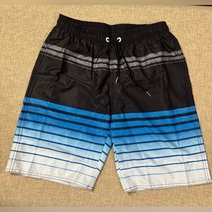 (NWT) Black and Blue Striped swim Shorts
